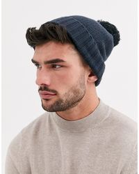 ASOS Berretto verde-azzurro scuro con pompon - Blu