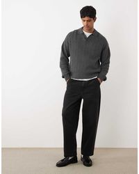 Redefined Rebel - Jared Open Collar Oversized Cable Knit Jumper - Lyst