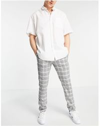 TOPMAN Skinny Checked Trousers in Brown 