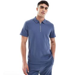 Only & Sons - Polo d'ensemble texturé à col zippé - bleu indigo - Lyst
