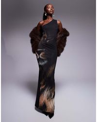 Kaiia - Mesh Leopard Print Maxi Dress With Asymmetric Knot Back Cut Out Detail - Lyst