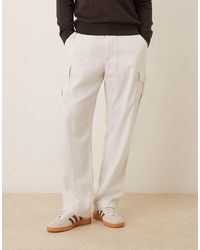 Calvin Klein - Relaxed Straight Fit Linen Mix Cargo Trousers - Lyst