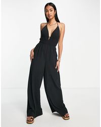 TOPSHOP Synthetic Tailored Boilersuit in Green Womens Clothing Jumpsuits and rompers Full-length jumpsuits and rompers 