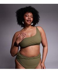 ASOS - Asos Design Curve Tina Twisted Paper Touch One Shoulder Crop Bikini Top - Lyst