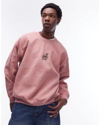 TOPMAN - Oversized Fit Sweatshirt With Skull Tattoo Embroidery - Lyst