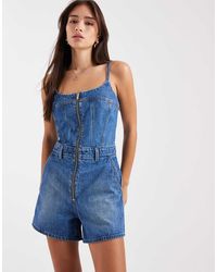 Levi's - Denim Romper Met Rits Aan De Voorkant - Lyst