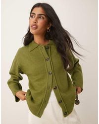 ASOS - Knit Collar Shirt Cardigan With Seam Detailing - Lyst
