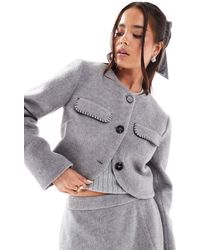 4th & Reckless - Contrast Pocket Detail Wool Blend Jacket Co-ord - Lyst