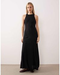 ASOS - Linen Blend Racer Neck Maxi Sundress With Godets - Lyst