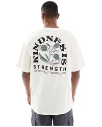 SELECTED - T-shirt oversize color crema con stampa "kindness is strength" sul retro - Lyst