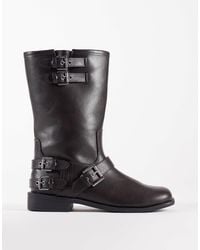ASOS - Asher Flat Biker Boots - Lyst