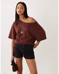 ASOS - Ruimvallend Oversized T-Shirt Met Blote Schouder - Lyst