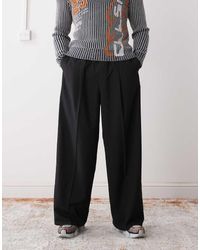 Weekday - Pantalones De Sastre Negros Extragrandes Con Cinturilla Elástica De - Lyst