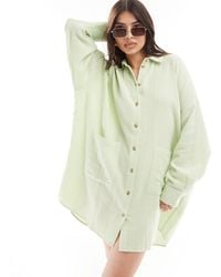 ASOS - Double Cloth Oversized Shirt Dress With Dropped Pockets - Lyst