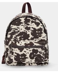 Pull&Bear - – canvas-rucksack mit braunem kuhflecken-muster - Lyst