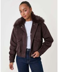 Threadbare - Faux Suede Fur Collared Jacket - Lyst