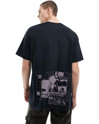 ASOS - Camiseta negra extragrande con estampado en la espalda - Lyst