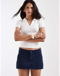 Hollister - Low Rise Twill Mini Skirt - Lyst