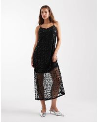 Object - Robe longue à bretelles fines avec fleurs ornées - Lyst