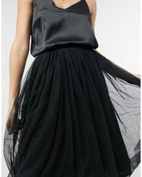 lace & beads tulle midi skirt with 3d shirring detail