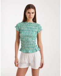 Daisy Street - Shirred Short Sleeve Top - Lyst