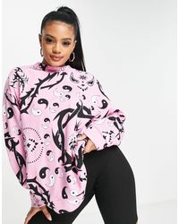 Jaded London Yin Yang Print Sweatshirt - Pink