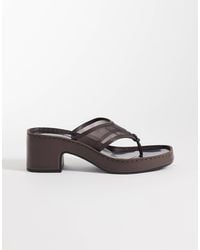 Calvin Klein - Jeans Leather Block Heel Mesh Sandals - Lyst