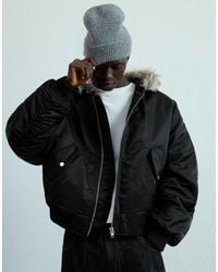 Bershka - Veste technique avec col en fausse fourrure - Lyst