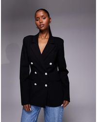 GOOD AMERICAN - Americana Negra Con Doble Botonadura De Punto Roma De X Asos - Lyst