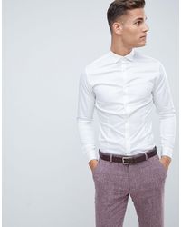 Jack & Jones Premium Super Slim Fit Stretch Smart Shirt - White