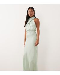 Vila - High Neck Satin Maxi Dress - Lyst