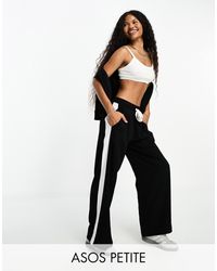 ASOS - Asos Design Petite Pull On Trousers With Contrast Panel - Lyst