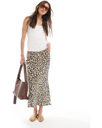 New Look - Gonna Midi Con Stampa Leopardata E Taglio Sbieco - Lyst