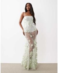 Oh Polly - Premium Embellished Tulle Skirt Bandeau Corset Maxi Dress - Lyst