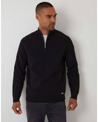 Threadbare - Cotton Blend Rib Panel Quarter Zip Knitted Jumper - Lyst