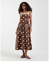 Neon Rose - Bow Detailed Strap Midaxi Dress - Lyst