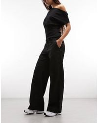 Monki - Mid Waist Wide Leg Tailored Trousers - Lyst