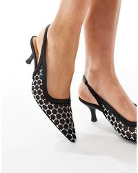 SEQWL - Zapatos Negros Destalonados Con Tacón Bajo Y Diseño Con Abalorios Maybach De - Lyst