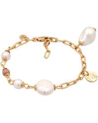 Elli Jewelry - – es armband aus 925er-sterlingsilber mit weißen und rosa rhodonit-muschelperlen - Lyst