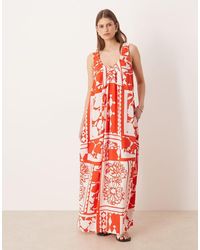 ASOS - Scoop Ruched Neck Maxi Sundress - Lyst
