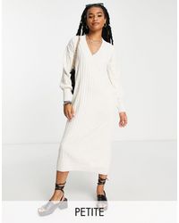 Only Petite - Knitted V Neck Maxi Dress - Lyst
