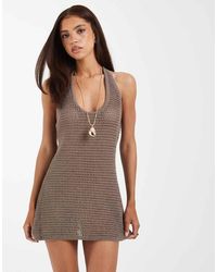 ASOS - Crochet Knit Halter Mini Dress - Lyst