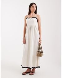 Vero Moda - Cami Maxi Dress With Contrast Scalloped Trim - Lyst