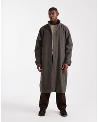 ASOS - Cappotto Effetto Lana Taglio Lungo A Quadri - Lyst