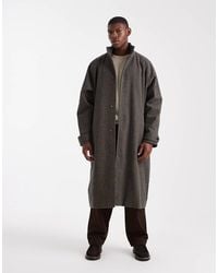 ASOS - Geruite Overjas Met Wollook En Lange Pasvorm - Lyst