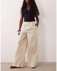ASOS - Shirred Waist Linen Blend Pull On Trousers - Lyst