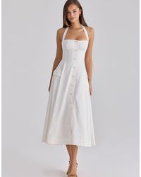 House Of Cb - Claudia Cotton Halter Neck Midi Dress - Lyst