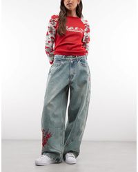 Ed Hardy - Jeans mit ballonbein und drachenmotiv - Lyst