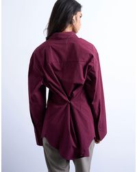 TOPSHOP - – taillierte oversize-hemdbluse aus popeline - Lyst