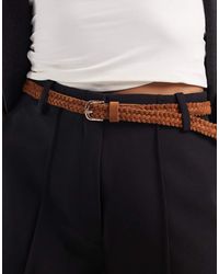 Vero Moda - Suede Plait Belt With Gold Buckle - Lyst